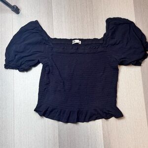 SO Black Puff Sleeve Blouse